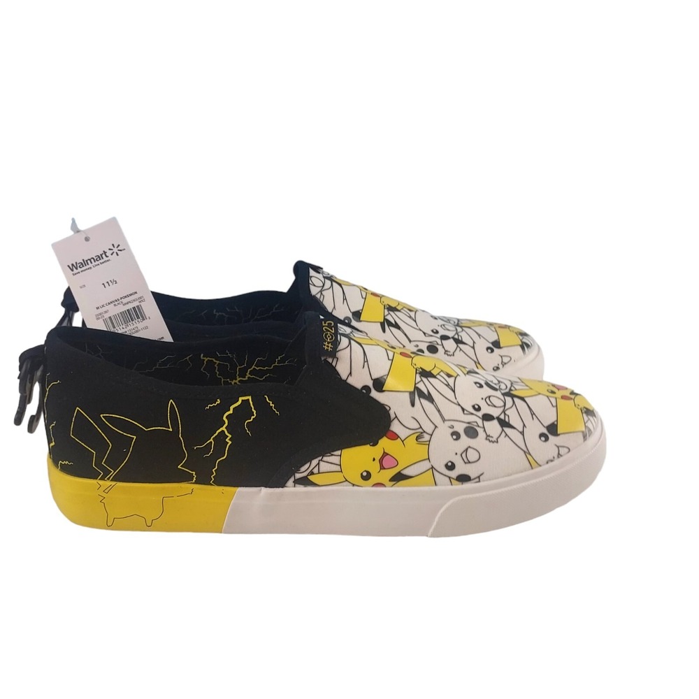Pokemon 11.5 Black Pikachu Graphic Canvas Slip On Sneakers M LIC CANVAS-POKEMON‎